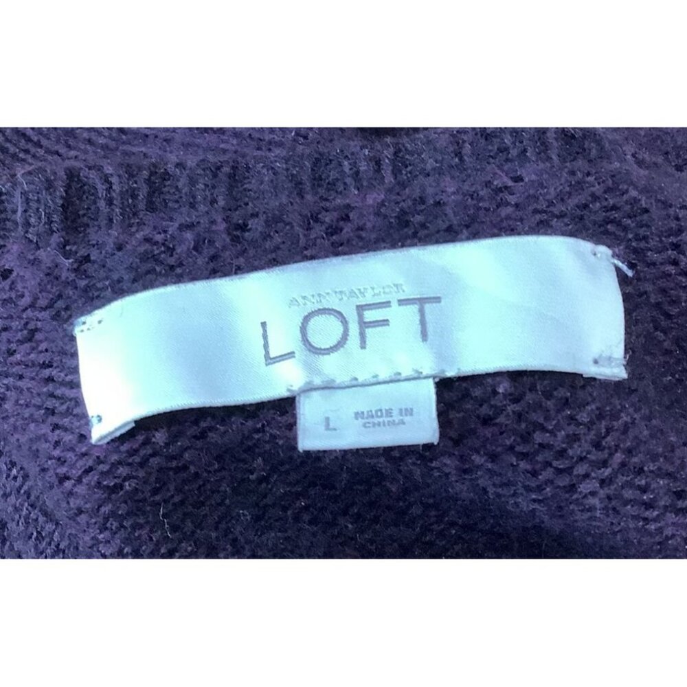 Ann Taylor Loft Womens Purple Merino Wool Blend Button-Front Cardigan Sweater Si - Picture 5 of 6